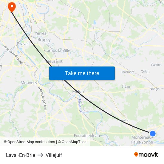 Laval-En-Brie to Villejuif map
