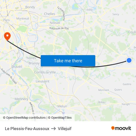 Le Plessis-Feu-Aussoux to Villejuif map