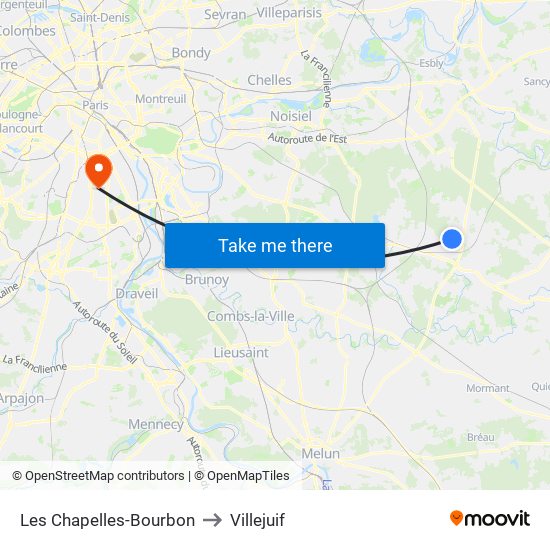 Les Chapelles-Bourbon to Villejuif map