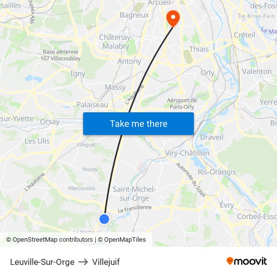 Leuville-Sur-Orge to Villejuif map