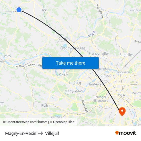 Magny-En-Vexin to Villejuif map