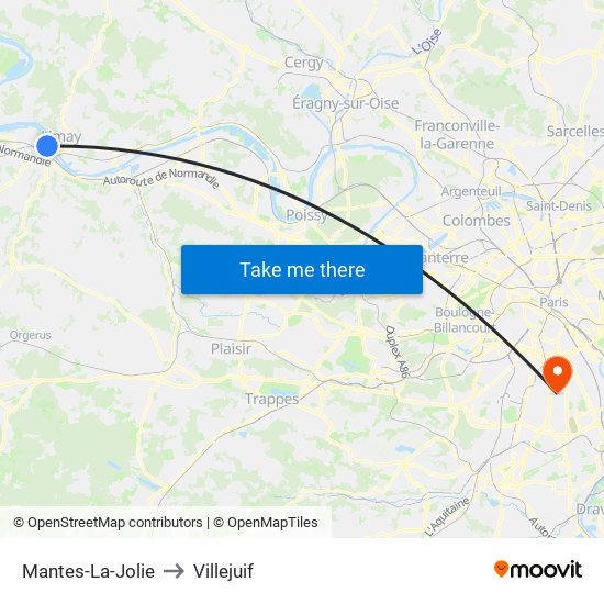 Mantes-La-Jolie to Villejuif map