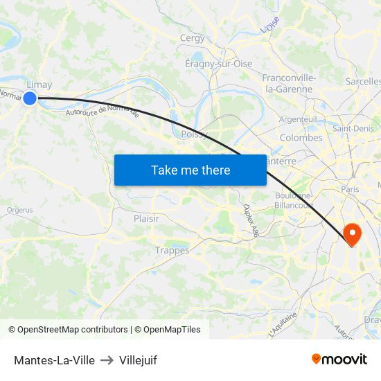 Mantes-La-Ville to Villejuif map