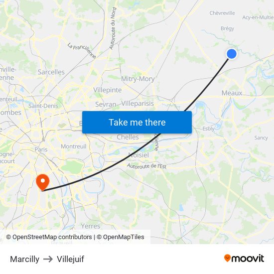 Marcilly to Villejuif map