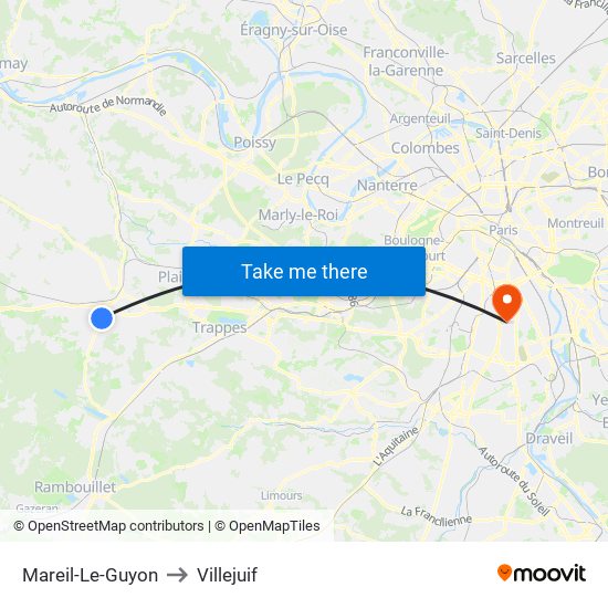 Mareil-Le-Guyon to Villejuif map