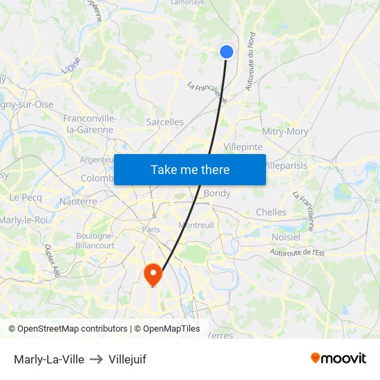 Marly-La-Ville to Villejuif map