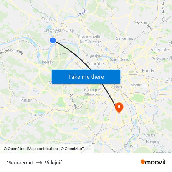 Maurecourt to Villejuif map