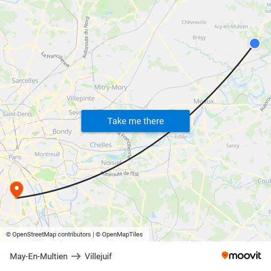 May-En-Multien to Villejuif map