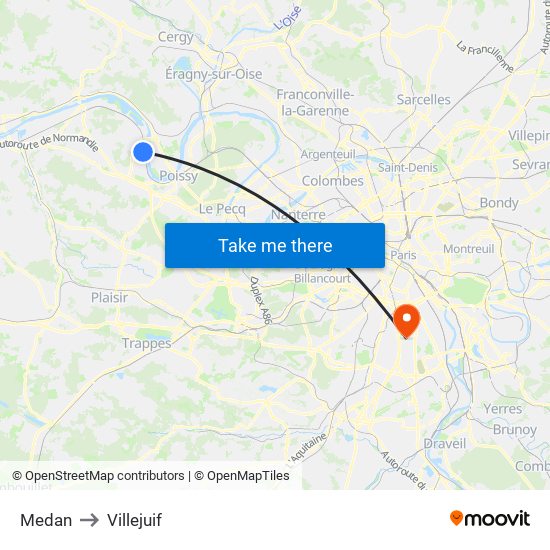 Medan to Villejuif map