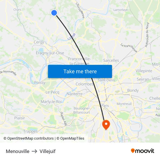 Menouville to Villejuif map