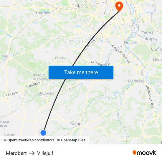 Merobert to Villejuif map