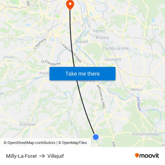 Milly-La-Foret to Villejuif map