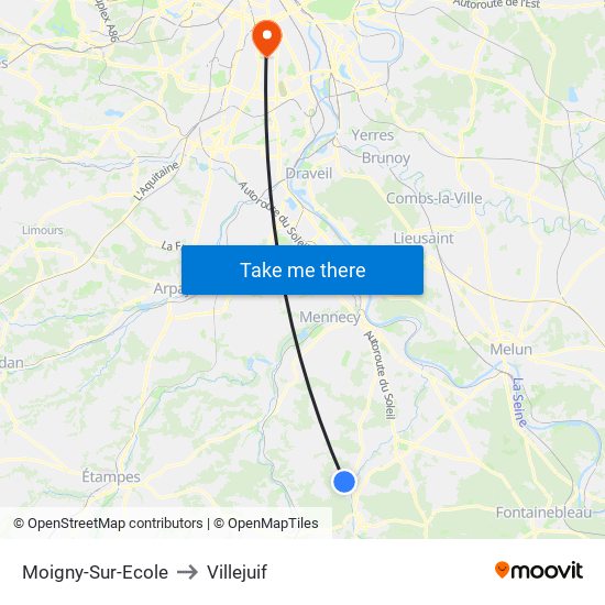 Moigny-Sur-Ecole to Villejuif map