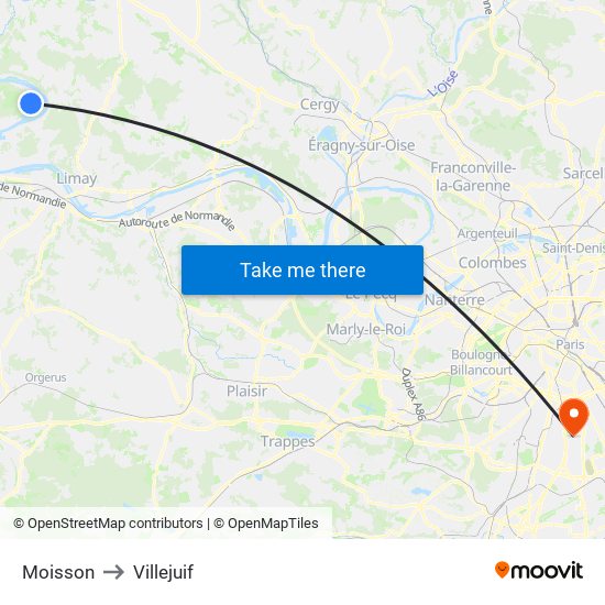 Moisson to Villejuif map