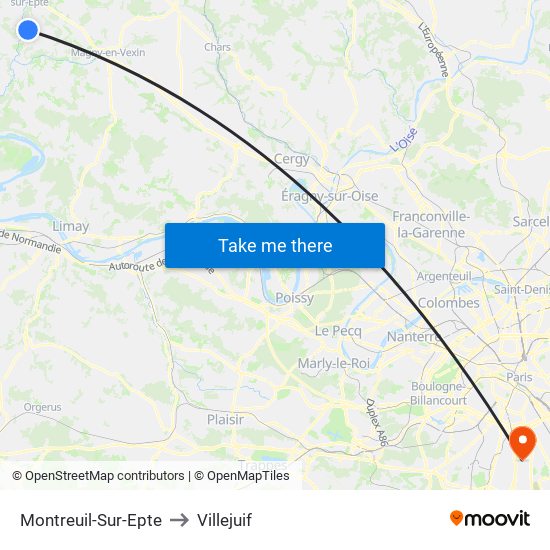 Montreuil-Sur-Epte to Villejuif map