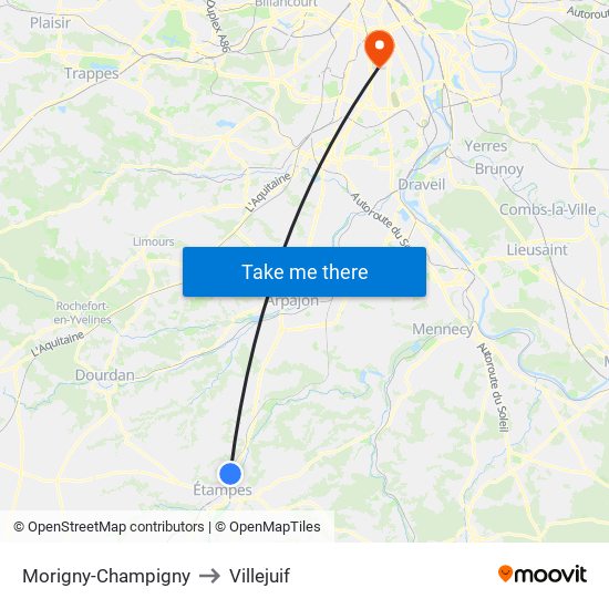Morigny-Champigny to Villejuif map
