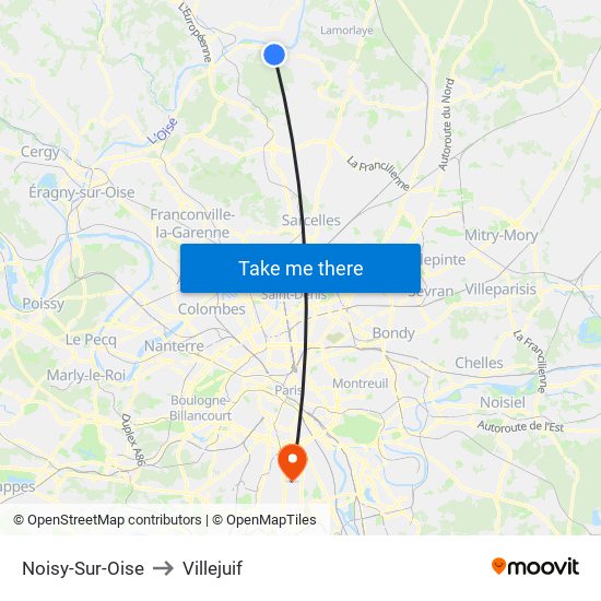 Noisy-Sur-Oise to Villejuif map