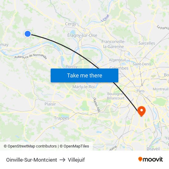 Oinville-Sur-Montcient to Villejuif map