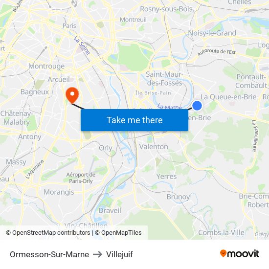 Ormesson-Sur-Marne to Villejuif map