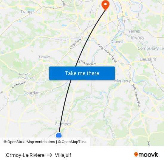 Ormoy-La-Riviere to Villejuif map
