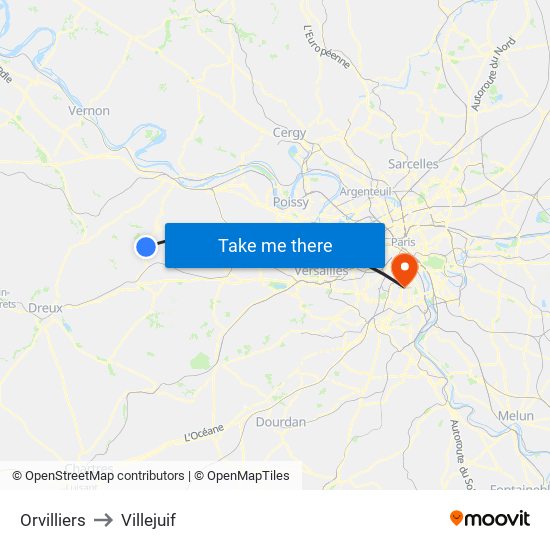 Orvilliers to Villejuif map