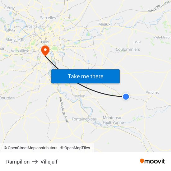Rampillon to Villejuif map