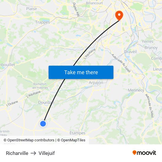 Richarville to Villejuif map