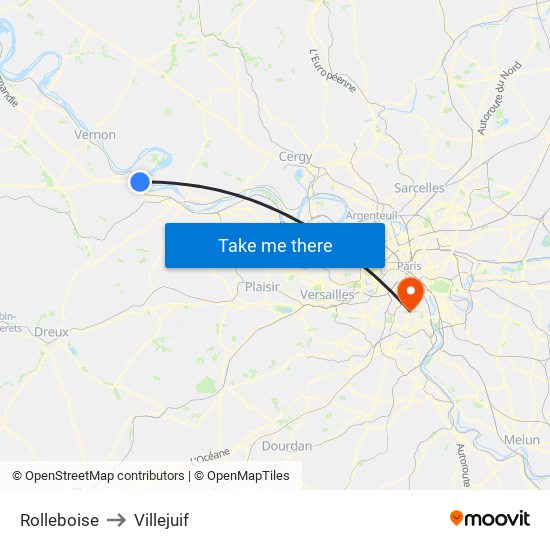 Rolleboise to Villejuif map