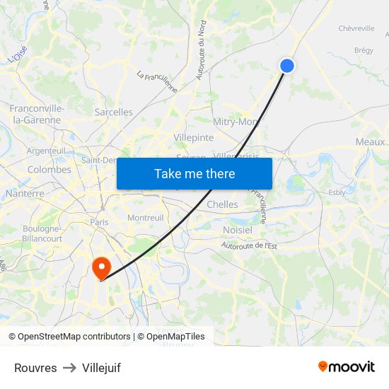 Rouvres to Villejuif map