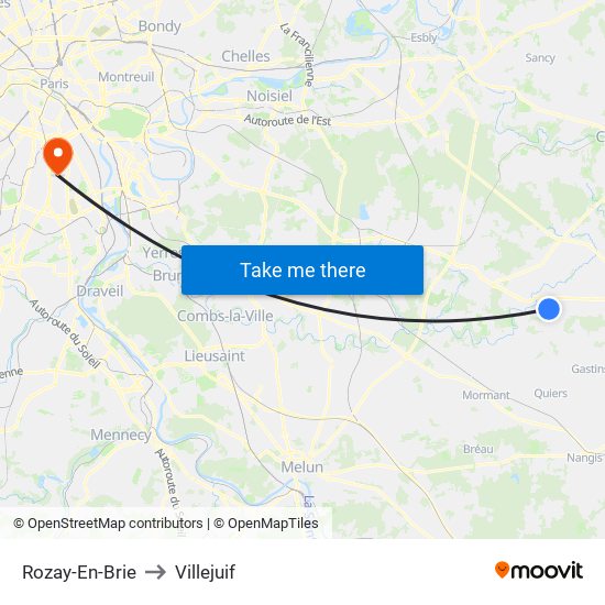 Rozay-En-Brie to Villejuif map