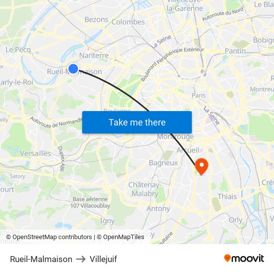 Rueil-Malmaison to Villejuif map