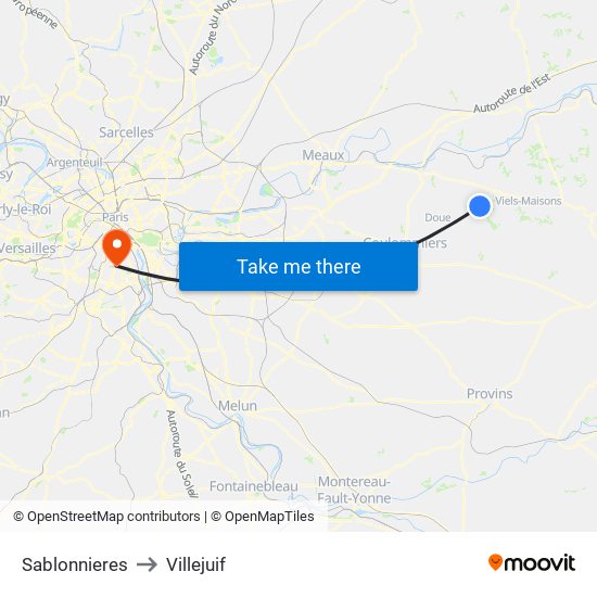 Sablonnieres to Villejuif map