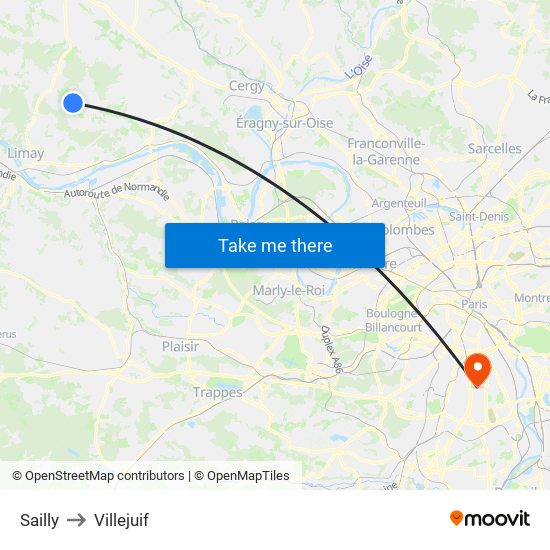 Sailly to Villejuif map