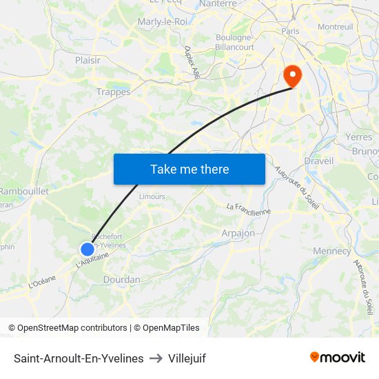 Saint-Arnoult-En-Yvelines to Villejuif map