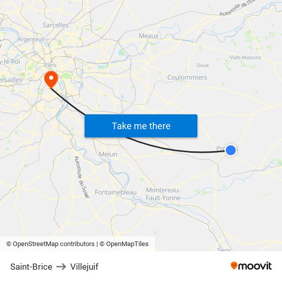 Saint-Brice to Villejuif map