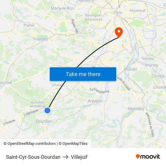 Saint-Cyr-Sous-Dourdan to Villejuif map