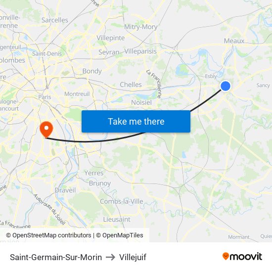 Saint-Germain-Sur-Morin to Villejuif map