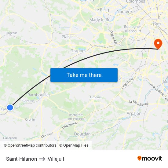 Saint-Hilarion to Villejuif map