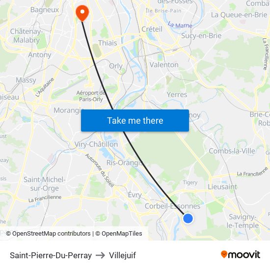 Saint-Pierre-Du-Perray to Villejuif map
