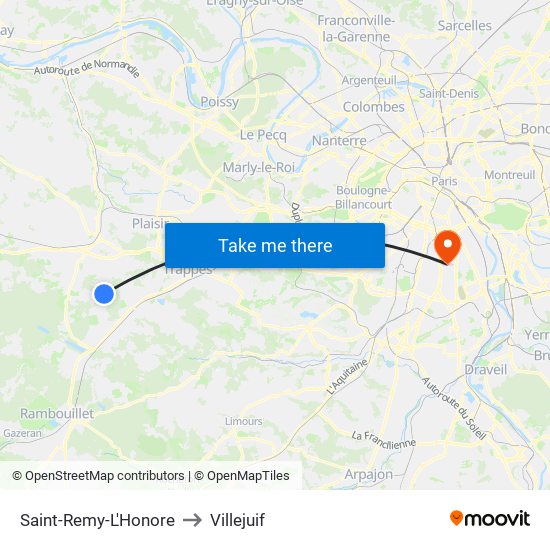 Saint-Remy-L'Honore to Villejuif map