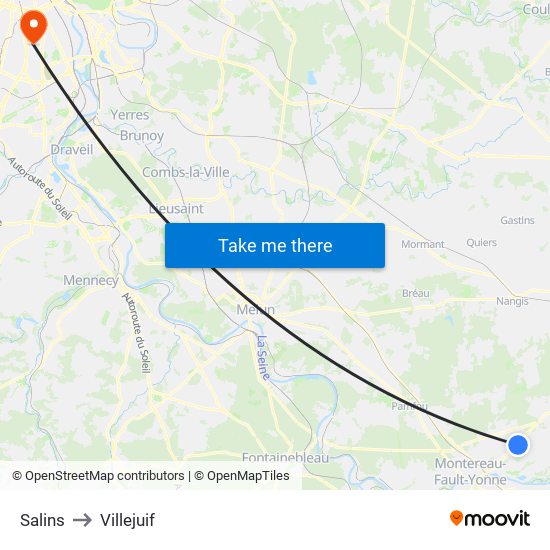Salins to Villejuif map