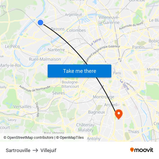 Sartrouville to Villejuif map