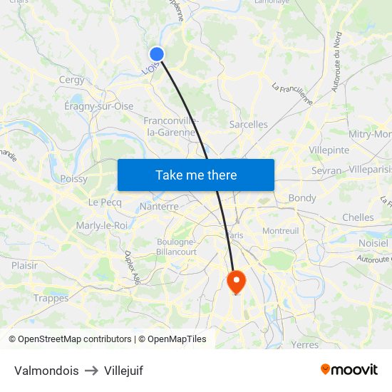 Valmondois to Villejuif map