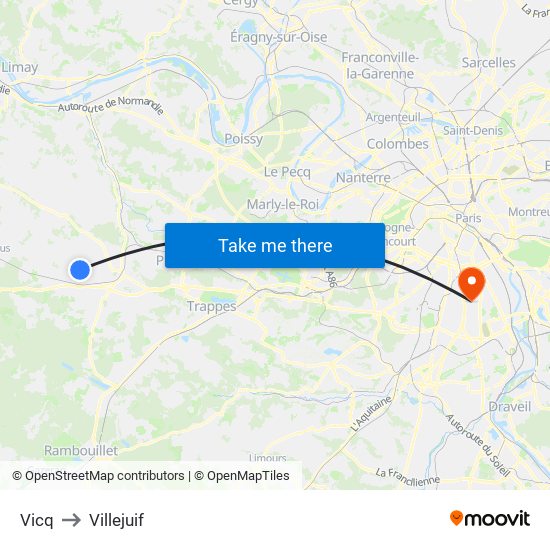 Vicq to Villejuif map