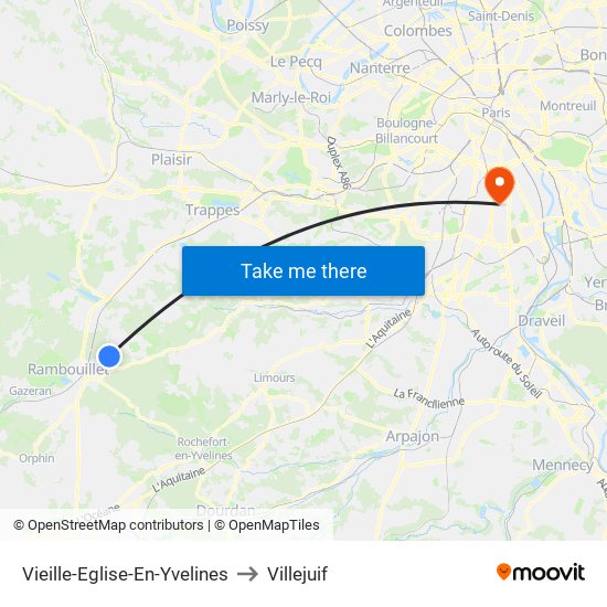 Vieille-Eglise-En-Yvelines to Villejuif map
