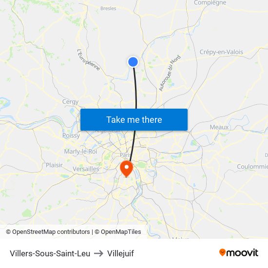 Villers-Sous-Saint-Leu to Villejuif map