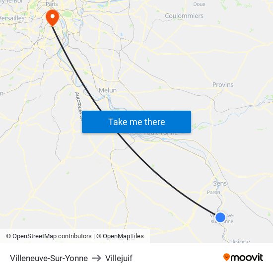 Villeneuve-Sur-Yonne to Villejuif map