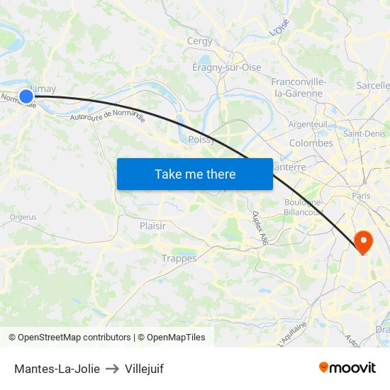 Mantes-La-Jolie to Villejuif map