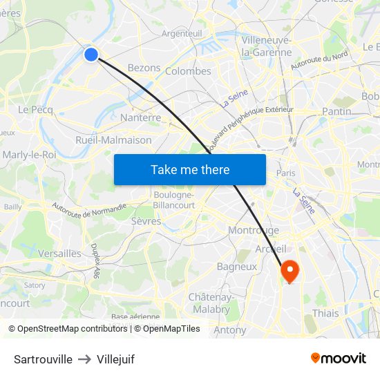 Sartrouville to Villejuif map