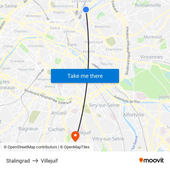 Stalingrad to Villejuif map